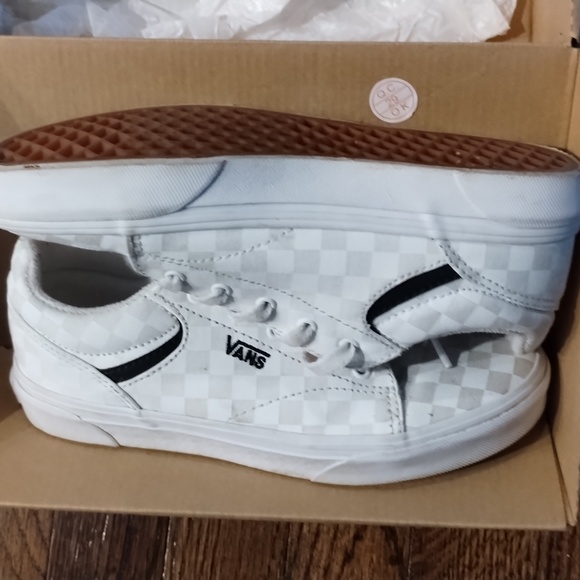 Unisex little kid  black/ white checkered Van sneakers sz 3 1/2 - Picture 4 of 5